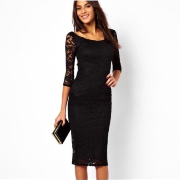 asos black lace dress